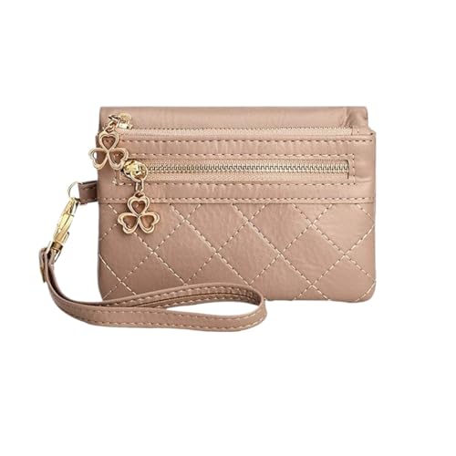 XIEHYA Damen Geldbörse Geldbörse Damen Vintage Kurze Geldbörse, Münzbörse, einfarbige Geldbörse Damen Geldbörse Mit Mehreren Fächern(Pink) von XIEHYA