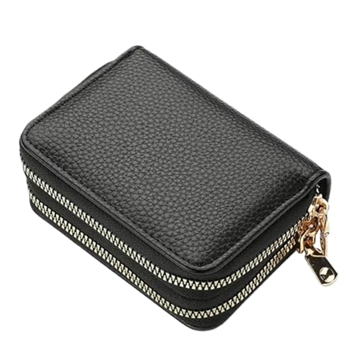 XIEHYA Damen Geldbörse Leder Frauen Zipper Karte Brieftasche Kleine Geldbörse Geldbörse for Weibliche Kurze Brieftaschen Mit Karten Halter Frau Geldbörse Mit Mehreren Fächern(Black) von XIEHYA