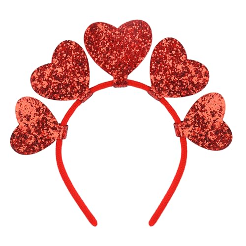 XIELIME Valentinstag Herz Stirnband Glitzer Rot Herz Haarband Pailletten Liebe Herz Boppers Valentinstag Haarschmuck Kopfschmuck für Frauen Mädchen Neujahr Hochzeit Geburtstag Party Dekoration von XIELIME