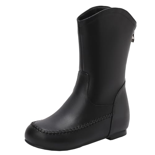 XIEPP Bequeme Stiefeletten mit Runder Zehe für Damen Stiefeletten mit Flachem Absatz und Reißverschluss, die für Langes Gehen Geeignet Sind von XIEPP