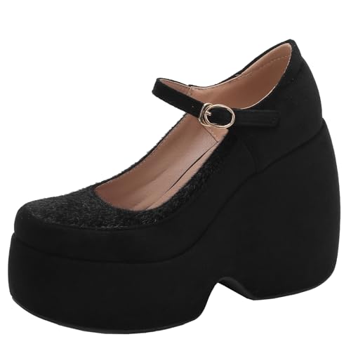 XIEPP Damen Dicke Plateau Mary Jane Schuhe Pumps mit Keilabsatz und Schnalle XIEPP Damen Dicke Plateau Mary Jane Schuhe Pumps mit Keilabsatz und Schnalle von XIEPP