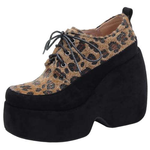 XIEPP Damen Dicke Plateau Schnürung Mary Jane Schuhe Pumps mit Keilabsatz XIEPP Damen Dicke Plateau Schnürung Mary Jane Schuhe Pumps mit Keilabsatz von XIEPP