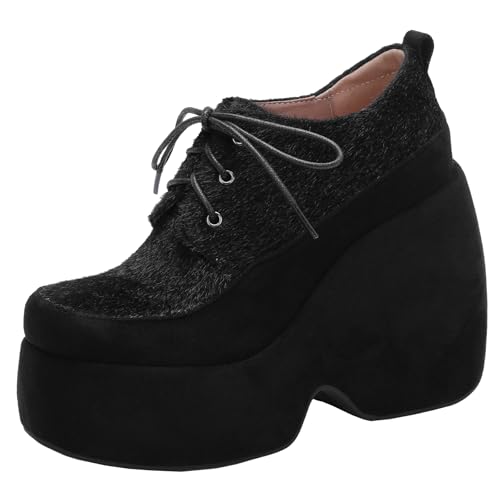 XIEPP Damen Dicke Plateau Schnürung Mary Jane Schuhe Pumps mit Keilabsatz XIEPP Damen Dicke Plateau Schnürung Mary Jane Schuhe Pumps mit Keilabsatz von XIEPP