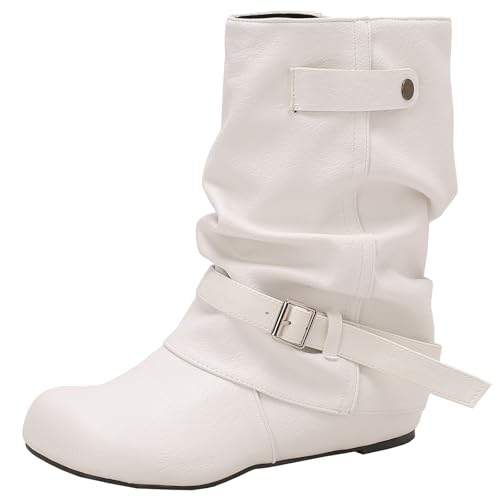 XIEPP Damen Freizeit Stiefel, Runde Zehe Keilabsatz Stiefeletten von XIEPP