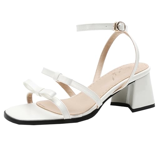 XIEPP Damen Offene Riemchensandalen Anzugschuhe mit Blockabsatz und Schleifen und Schnallenverschluss XIEPP Damen Offene Riemchensandalen Anzugschuhe mit Blockabsatz und Schleifen und Schnallenverschluss von XIEPP