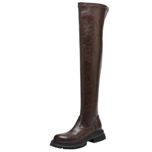XIEPP Damen Overknee Stiefel Herbst Winter Mode Reißverschluss Bequemer Blockabsatz Zeitloses Design mit Runder Spitze für den Alltag XIEPP Damen Overknee Stiefel Herbst Winter Mode Reißverschluss Bequemer Blockabsatz Zeitloses Design mit Runder Spitze für den Alltag von XIEPP