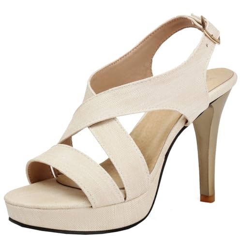 XIEPP Damen Plateau Kleid Schuhe Offene Zehen High Heel Sandalen von XIEPP