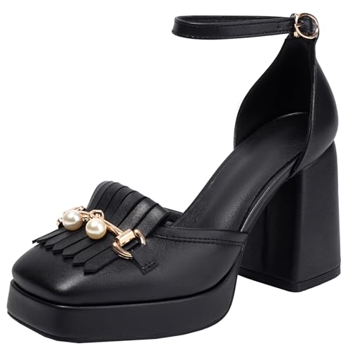 XIEPP Damen Plateausandalen Ankettchen mit Knöchelschnalle und Blockabsatz Anzugschuhe Retro-Chic-Schuhe, um Ihre Sommeroutfits Aufzuwerten XIEPP Damen Plateausandalen Ankettchen mit Knöchelschnalle und Blockabsatz Anzugschuhe Retro-Chic-Schuhe, um Ihre Sommeroutfits Aufzuwerten von XIEPP