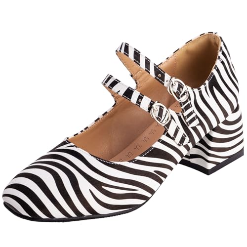 XIEPP Damen Retro Double Buckle Verschluss Mary Jane Schuhe Pumps mit Quadratischer Zehenpartie und Blockabsatz XIEPP Damen Retro Double Buckle Verschluss Mary Jane Schuhe Pumps mit Quadratischer Zehenpartie und Blockabsatz von XIEPP