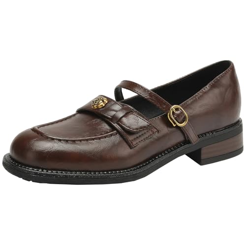 XIEPP Damen Retro Slipper mit Runder Zehenpartie Slip-on Niedriger Klobiger Absatz und Schnallenverschluss XIEPP Damen Retro Slipper mit Runder Zehenpartie Slip-on Niedriger Klobiger Absatz und Schnallenverschluss von XIEPP