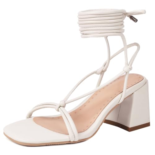 XIEPP Damen Riemchensandalen mit Blockabsatz und Offener Zehe mit Schnürung XIEPP Damen Riemchensandalen mit Blockabsatz und Offener Zehe mit Schnürung von XIEPP