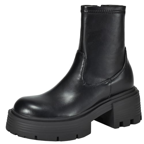 XIEPP Damen Runde Zehen Stiefeletten Reißverschluss Stiefeletten mit Plateau und Einfarbig XIEPP Damen Runde Zehen Stiefeletten Reißverschluss Stiefeletten mit Plateau und Einfarbig von XIEPP