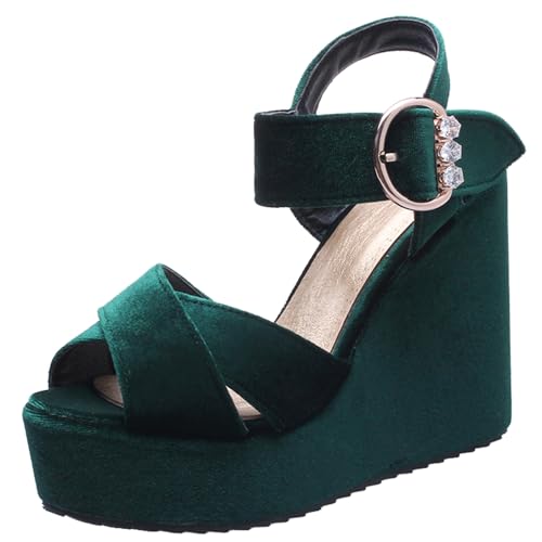 XIEPP Damen Sandalen mit Keilabsatz und Offener Zehe Anzugschuhe mit Absatz und Schnallenverschluss XIEPP Damen Sandalen mit Keilabsatz und Offener Zehe Anzugschuhe mit Absatz und Schnallenverschluss von XIEPP