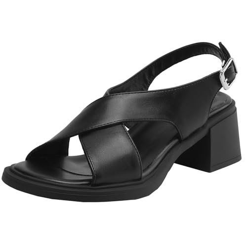 XIEPP Damen Sandalen mit Runder Zehenpartie Slingback-Sandalen mit Blockabsatz Riemchen-Slingback-Heels von XIEPP