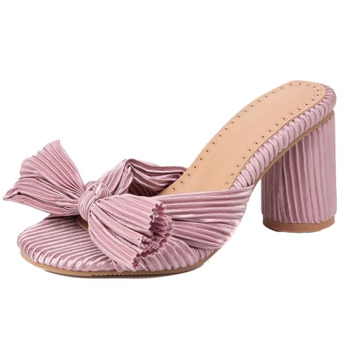 XIEPP Damen Slide Sandalen mit Blockabsatz Offene Zehenabsätze mit Schleifen XIEPP Damen Slide Sandalen mit Blockabsatz Offene Zehenabsätze mit Schleifen von XIEPP