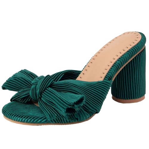 XIEPP Damen Slide Sandalen mit Blockabsatz Offene Zehenabsätze mit Schleifen XIEPP Damen Slide Sandalen mit Blockabsatz Offene Zehenabsätze mit Schleifen von XIEPP
