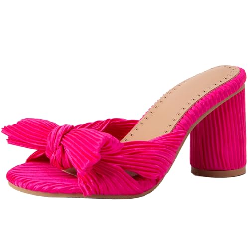 XIEPP Damen Slide Sandalen mit Blockabsatz Offene Zehenabsätze mit Schleifen XIEPP Damen Slide Sandalen mit Blockabsatz Offene Zehenabsätze mit Schleifen von XIEPP