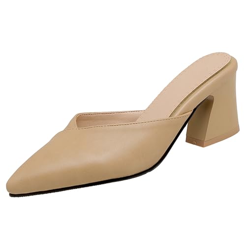 XIEPP Damen Slide Sandalen mit Blockabsatz und Spitzer Zehenpartie Pantoletten mit Absatz und Slip On XIEPP Damen Slide Sandalen mit Blockabsatz und Spitzer Zehenpartie Pantoletten mit Absatz und Slip On von XIEPP