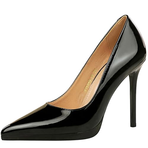 XIEPP Damen Slip-on-Loafer mit Spitzer Zehenpartie Plateau-Pumps mit Stiletto-Absatz von XIEPP