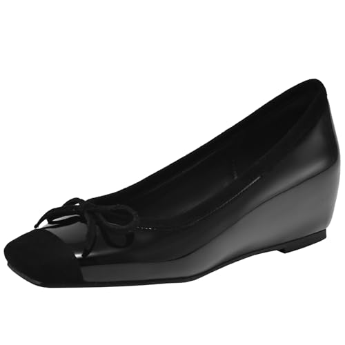 XIEPP Damen Slip-on Pumps mit Quadratischer Zehenpartie Loafer mit Keilabsatz Flache Schuhe mit Schleifen XIEPP Damen Slip-on Pumps mit Quadratischer Zehenpartie Loafer mit Keilabsatz Flache Schuhe mit Schleifen von XIEPP