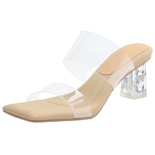 XIEPP Damen Slip-on-Sandalen mit Blockabsatz Casual Chic Style Offene Zehen Slides von XIEPP