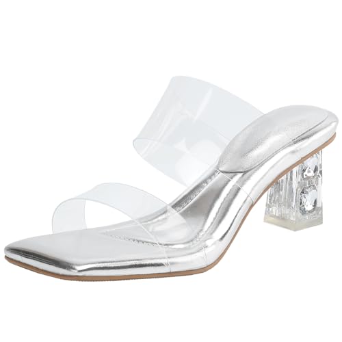 XIEPP Damen Slip-on-Sandalen mit Blockabsatz Casual Chic Style Offene Zehen Slides von XIEPP