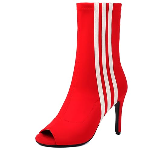 XIEPP Damen Stiefeletten mit Absatz Peep Toe Stiefeletten mit Stilettoabsatz Ideal für Lässige Ausflüge von XIEPP