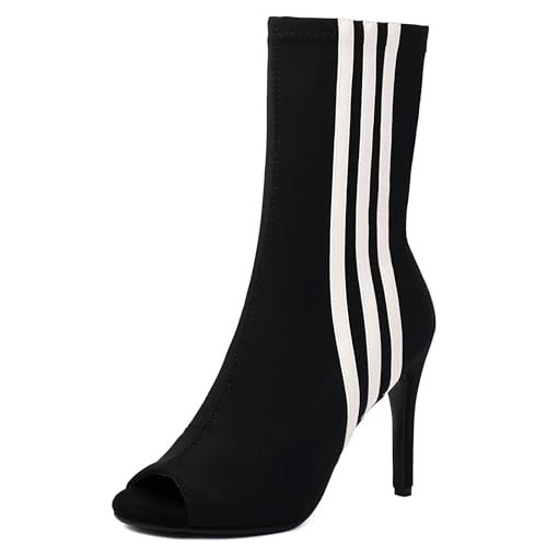 XIEPP Damen Stiefeletten mit Absatz Peep Toe Stiefeletten mit Stilettoabsatz Ideal für Lässige Ausflüge von XIEPP