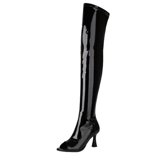 XIEPP Damen Stiletto Heel Overknee Stiefel Reitstiefel mit Seitlichem Reißverschluss für Ausgefallene Looks von XIEPP