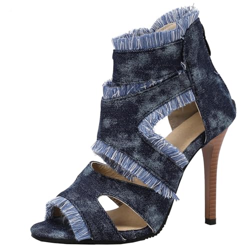 XIEPP Damen Stiletto Heel Sandalen Reißverschluss Sommer Kleid Schuhe mit Offener Spitze XIEPP Damen Stiletto Heel Sandalen Reißverschluss Sommer Kleid Schuhe mit Offener Spitze von XIEPP