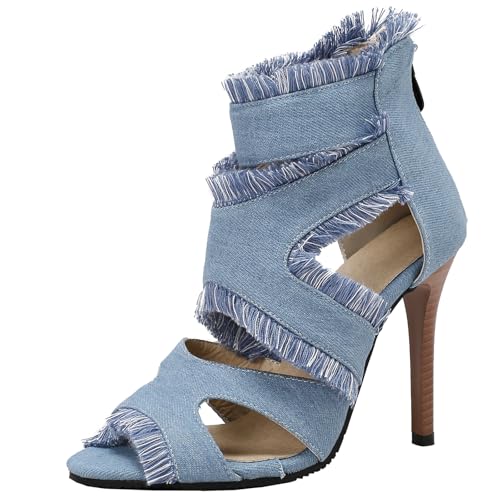 XIEPP Damen Stiletto Heel Sandalen Reißverschluss Sommer Kleid Schuhe mit Offener Spitze XIEPP Damen Stiletto Heel Sandalen Reißverschluss Sommer Kleid Schuhe mit Offener Spitze von XIEPP