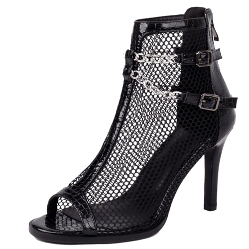 XIEPP Damen Stiletto Stiefeletten mit Ausschnitt aus dem Absatz, Sommer Offenes Zehendesign, Reißverschluss von XIEPP