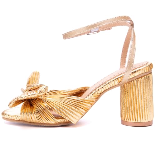 XIEPP Damen Sweet Ankle Buckle Sandalen Blockabsatz Anzugschuhe mit Schleifen von XIEPP
