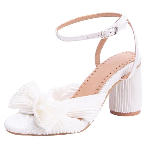 XIEPP Damen Sweet Ankle Buckle Sandalen Blockabsatz Anzugschuhe mit Schleifen von XIEPP