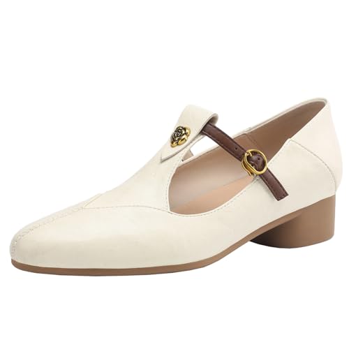 XIEPP Damen T-Strap Spitz zulaufende Pumps mit Blockabsatz High Heels zum Einkaufen, Comfort Design XIEPP Damen T-Strap Spitz zulaufende Pumps mit Blockabsatz High Heels zum Einkaufen, Comfort Design von XIEPP