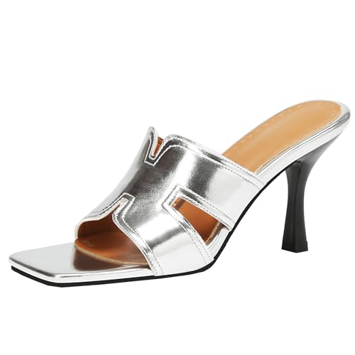 XIEPP Elegante Damen Sandalen mit Offener Zehe und Absatz Sommer Stiletto Heel Slides XIEPP Elegante Damen Sandalen mit Offener Zehe und Absatz Sommer Stiletto Heel Slides von XIEPP