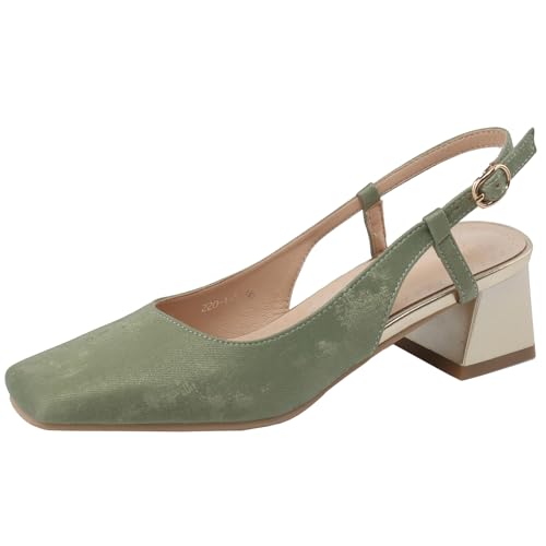 XIEPP Elegante Damensandalen mit Quadratischer Zehenpartie - Slingback-Design und Blockabsatz für Büro und Täglichen Arbeitsweg von XIEPP