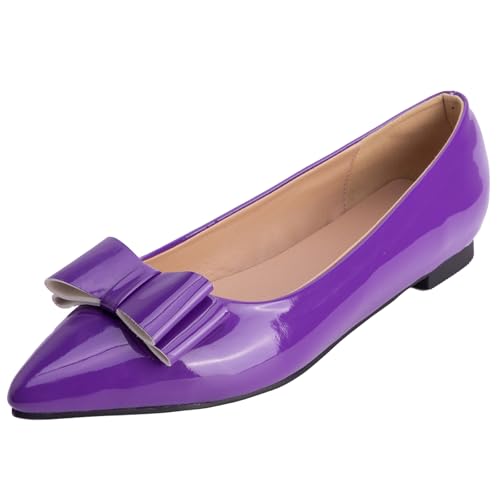 XIEPP Flache Schuhe mit Spitzer Zehenpartie für Damen Slip-on Pumps mit Flachem Absatz und Schleifen XIEPP Flache Schuhe mit Spitzer Zehenpartie für Damen Slip-on Pumps mit Flachem Absatz und Schleifen von XIEPP