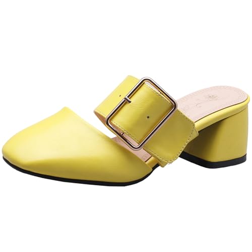 XIEPP Klassische Damen-Pantoletten mit Blockabsatz Slip-On Sandalen mit Quadratischer Zehenpartie XIEPP Klassische Damen-Pantoletten mit Blockabsatz Slip-On Sandalen mit Quadratischer Zehenpartie von XIEPP