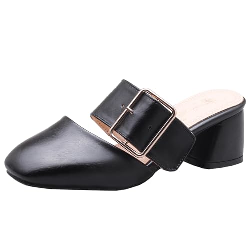 XIEPP Klassische Damen-Pantoletten mit Blockabsatz Slip-On Sandalen mit Quadratischer Zehenpartie XIEPP Klassische Damen-Pantoletten mit Blockabsatz Slip-On Sandalen mit Quadratischer Zehenpartie von XIEPP