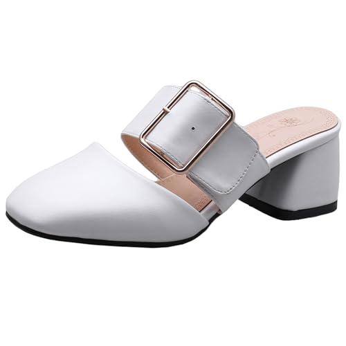 XIEPP Klassische Damen-Pantoletten mit Blockabsatz Slip-On Sandalen mit Quadratischer Zehenpartie XIEPP Klassische Damen-Pantoletten mit Blockabsatz Slip-On Sandalen mit Quadratischer Zehenpartie von XIEPP
