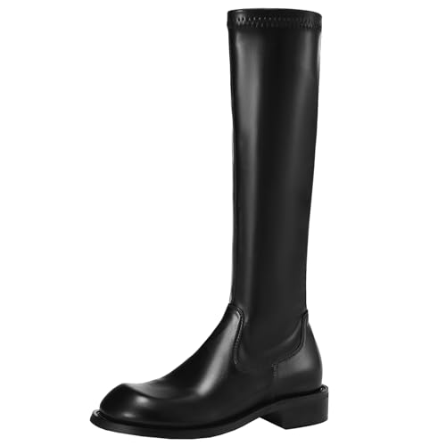 XIEPP Kniehohe Damen Stiefel mit Blockabsatz und Runder Spitze und Reißverschluss XIEPP Kniehohe Damen Stiefel mit Blockabsatz und Runder Spitze und Reißverschluss von XIEPP