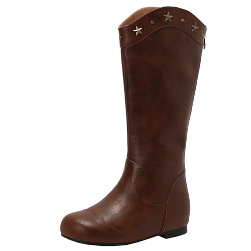 XIEPP Kniehohe Damenstiefel für Herbst und Winter - Lange Stiefel mit Runder Zehenpartie und Keilabsatz und Reißverschluss von XIEPP