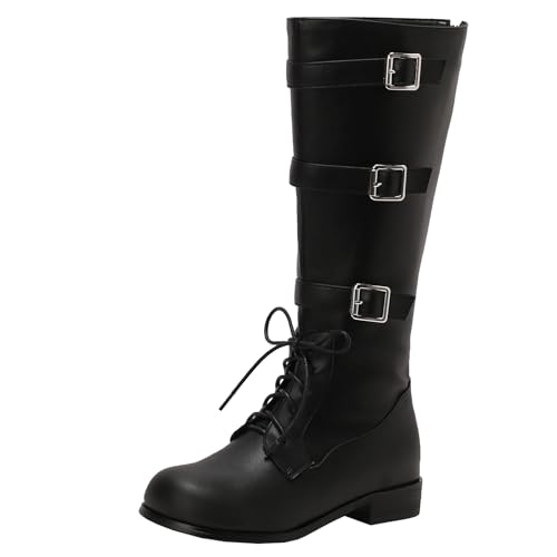 XIEPP Kniehohe Damenstiefel mit Runder Zehenpartie Langer Stiefel mit Reißverschluss und Blockabsatz Zeigen Herbst- und Wintercharme von XIEPP