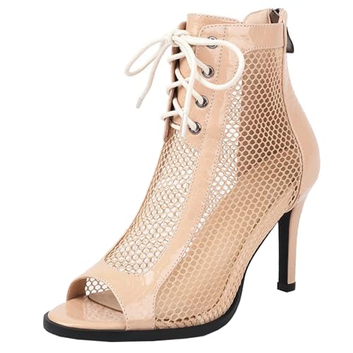 XIEPP Kurze Stiefel mit Stiletto-Absatz für Damen, Atmungsaktive Stiefeletten mit Offenem Zehenausschnitt im Sommer XIEPP Kurze Stiefel mit Stiletto-Absatz für Damen, Atmungsaktive Stiefeletten mit Offenem Zehenausschnitt im Sommer von XIEPP