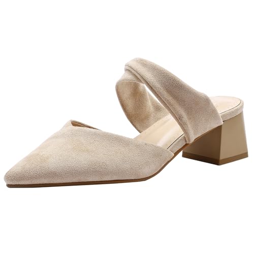 XIEPP Lässige Damen-Pantoletten mit Blockabsatz Sandalen mit Spitzer Zehenpartie für das Büro und den Täglichen Arbeitsweg XIEPP Lässige Damen-Pantoletten mit Blockabsatz Sandalen mit Spitzer Zehenpartie für das Büro und den Täglichen Arbeitsweg von XIEPP
