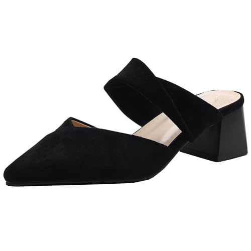 XIEPP Lässige Damen-Pantoletten mit Blockabsatz Sandalen mit Spitzer Zehenpartie für das Büro und den Täglichen Arbeitsweg XIEPP Lässige Damen-Pantoletten mit Blockabsatz Sandalen mit Spitzer Zehenpartie für das Büro und den Täglichen Arbeitsweg von XIEPP