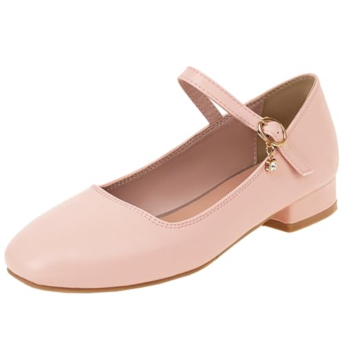 XIEPP Mary Jane Damenschuhe mit Niedriger Blockabsatz und Runder Zehenpartie und Schnalle von XIEPP