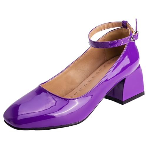 XIEPP Mary Jane Schuhe mit Retro-Blockabsatz und Knöchelschnalle Pumps mit Quadratischer Zehenpartie für Damen XIEPP Mary Jane Schuhe mit Retro-Blockabsatz und Knöchelschnalle Pumps mit Quadratischer Zehenpartie für Damen von XIEPP
