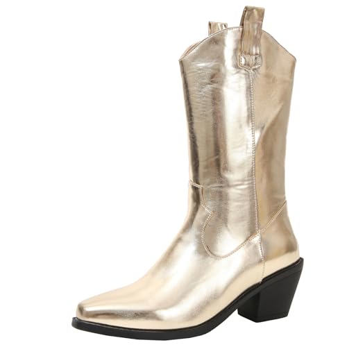 XIEPP Mittelhohe Damenstiefel mit Eckiger Zehenpartie und Blockabsatz Kreieren Personalisierte Herbst- und Winterlooks von XIEPP